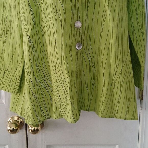 Lime green Peck n Peck blouse tunic jacket versatile look piece Sz L EUC - Picture 2 of 7